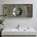 Tribeca Porcelain Blanco 60 x 60cm white marble-effect tiles with a sunburst mirror