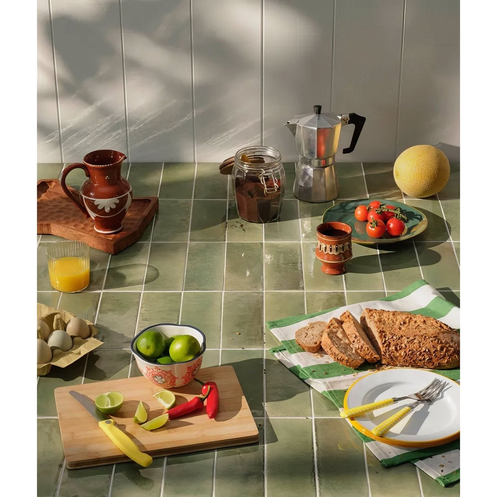 Pottery Porcelain Kale Green Brick