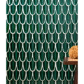 Preen porcelain mosaic emerald deep emerald green ceramic tiles with glossy fish scale pattern and white grout lines
