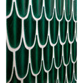 Preen porcelain mosaic emerald deep emerald green ceramic tiles with glossy finish and white scalloped edges in scale pattern