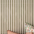 Promenade hastings 60x30cm wallpaper with olive green and off-white vertical stripes for stylish wall decor