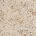 Beige pumice porcelain camel tile with terrazzo speckled pattern in brown black and gray fragments