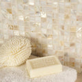 Purity Shell Mosaic ivory mother-of-pearl mosaic with a cream bar of soap
