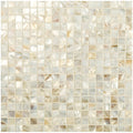 Purity Shell Mosaic ivory and cream square tile with lustrous iridescent mother of pearl finish for walls and backsplashes