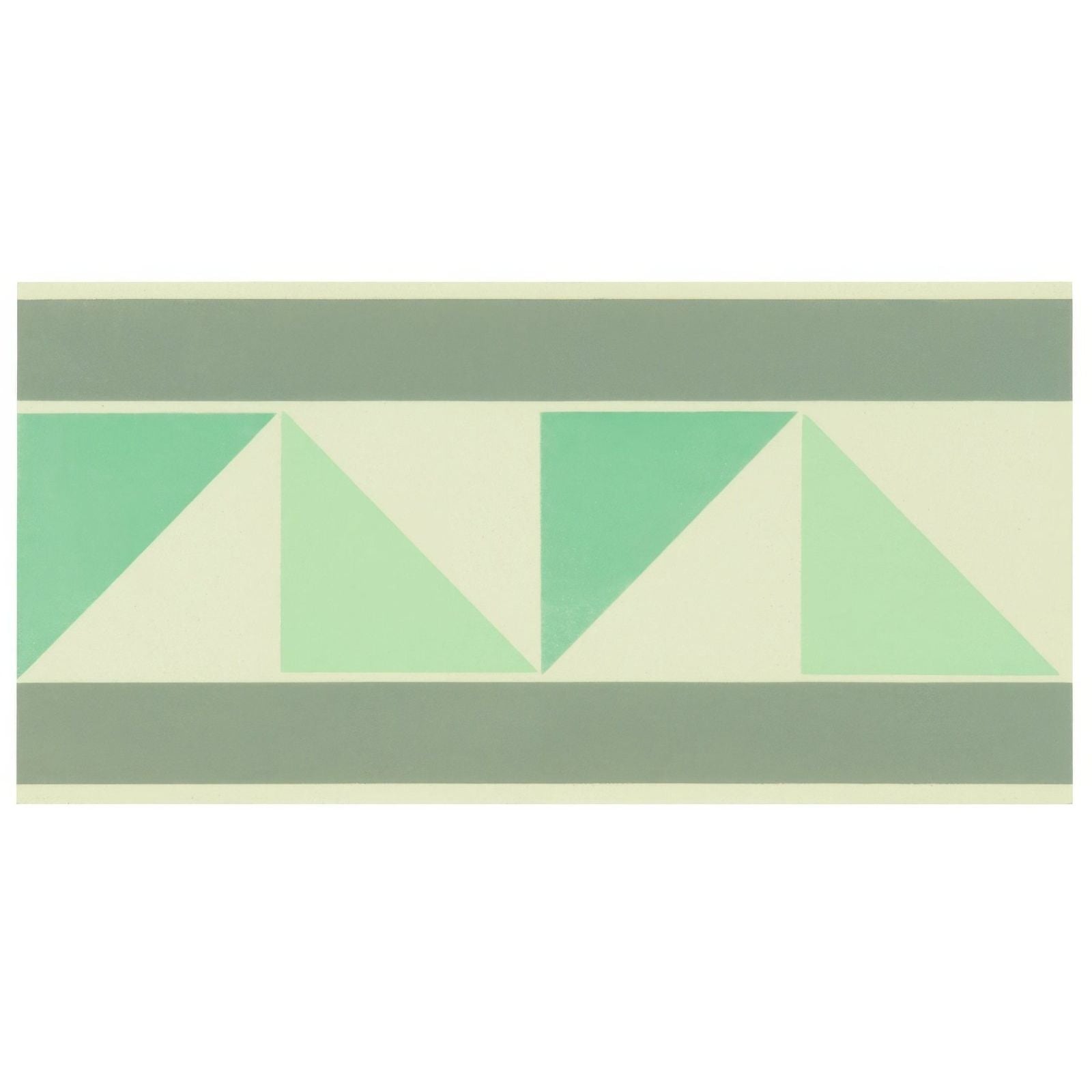 Pyrenees border rectangular decorative border with interlocking triangles in light grey light jade and dark jade on white