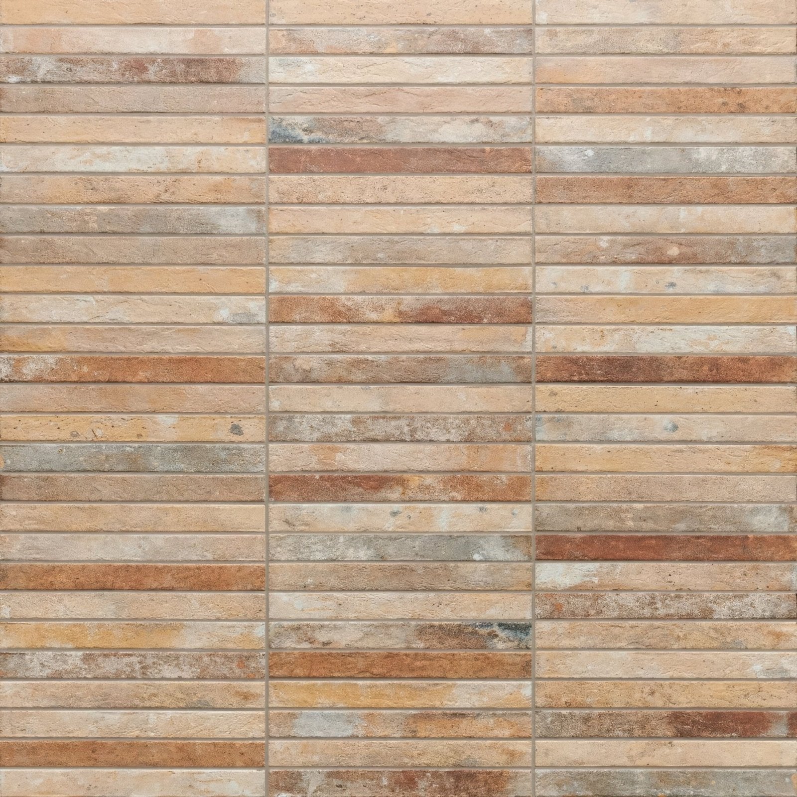 Ramsbury multi terracotta effect tiles featuring beige and terracotta rectangular mosaic with a rustic textured surface