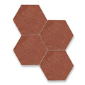 Red hexagonal reclaimed terracotta tile with textured speckled surface ideal for flooring and wall decoration