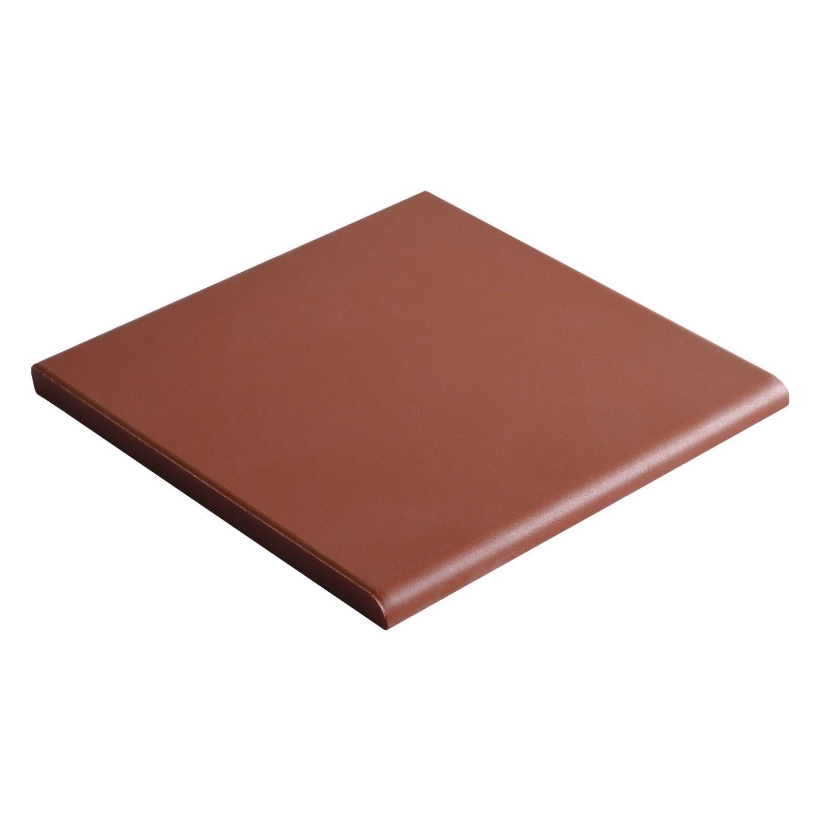 Brown rectangular cushion with smooth textured surface and rounded edges for red round edge 148 x 148mm product