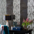 Reflections Silver Mixed Glass Mosaic silver and white glass mosaic with a blue decorative box