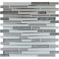 Reflections silver mixed glass mosaic tile with silver and white glass and textured ribbed accents