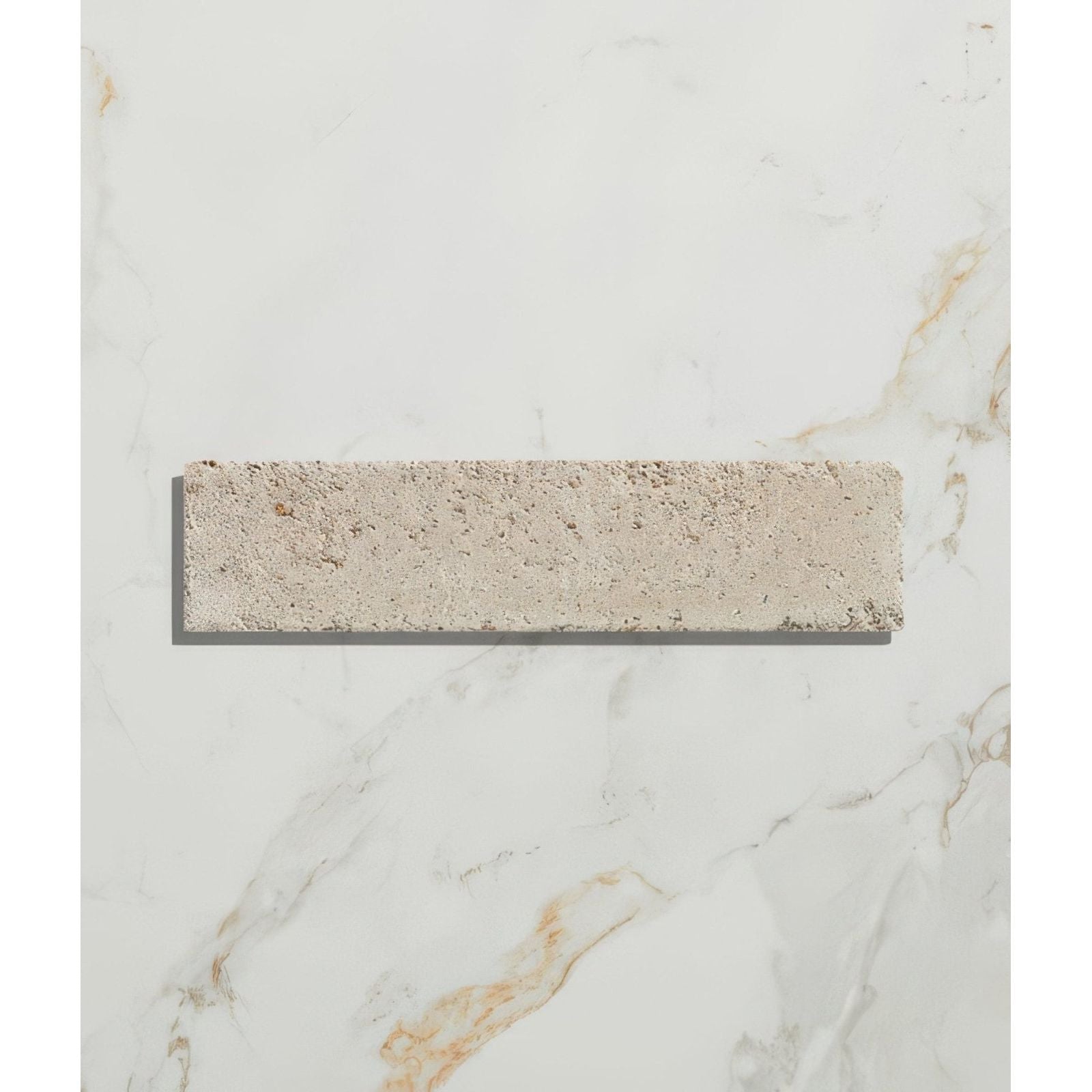 Beige reform composite stone tumbled bianco rectangular tile with textured rustic stone-like finish