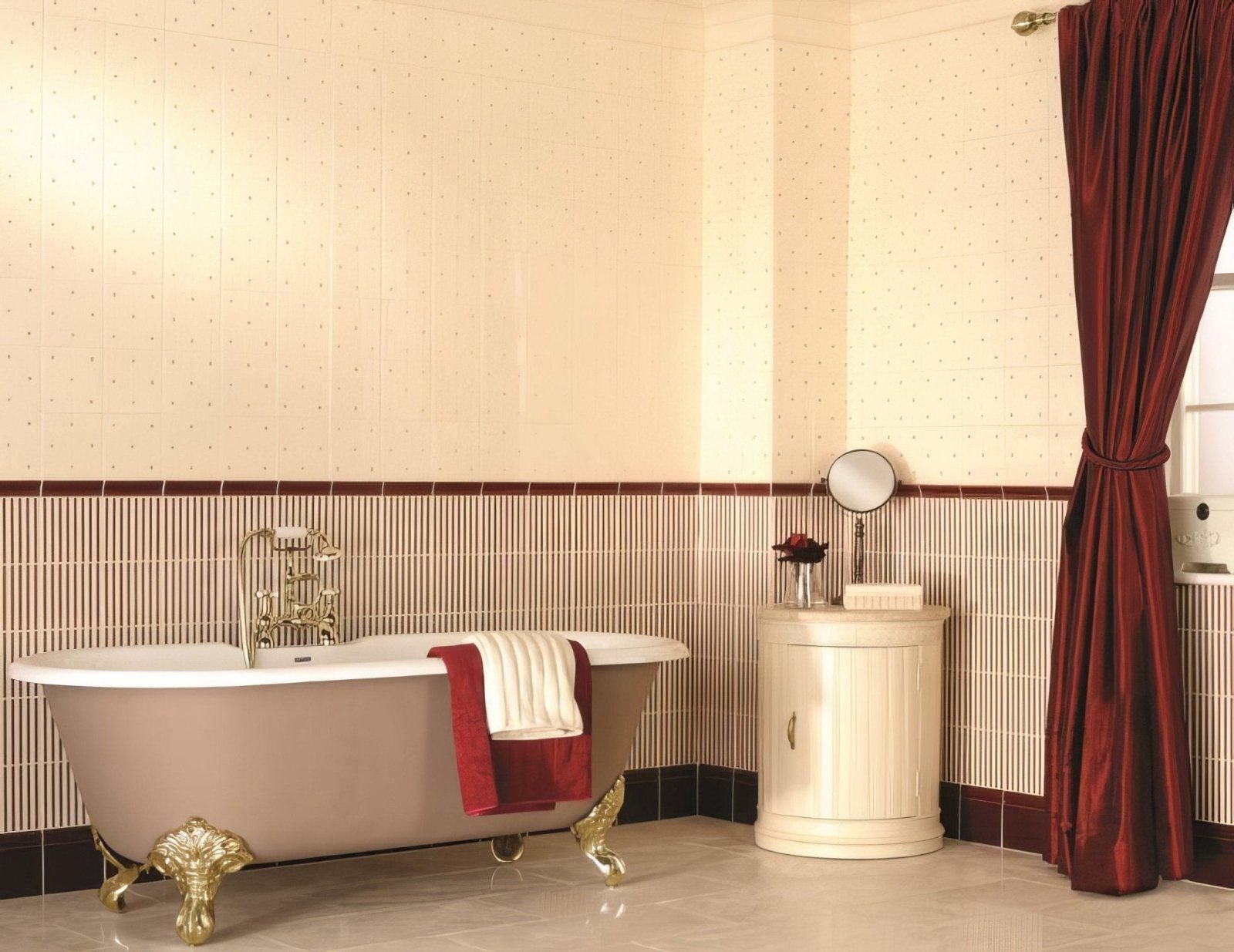 Regency Stripe Burgundy on County White