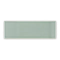 A sleek rectangular glazed glass tile in soft sage green with textured ridges retro metro lime house 10 x 30