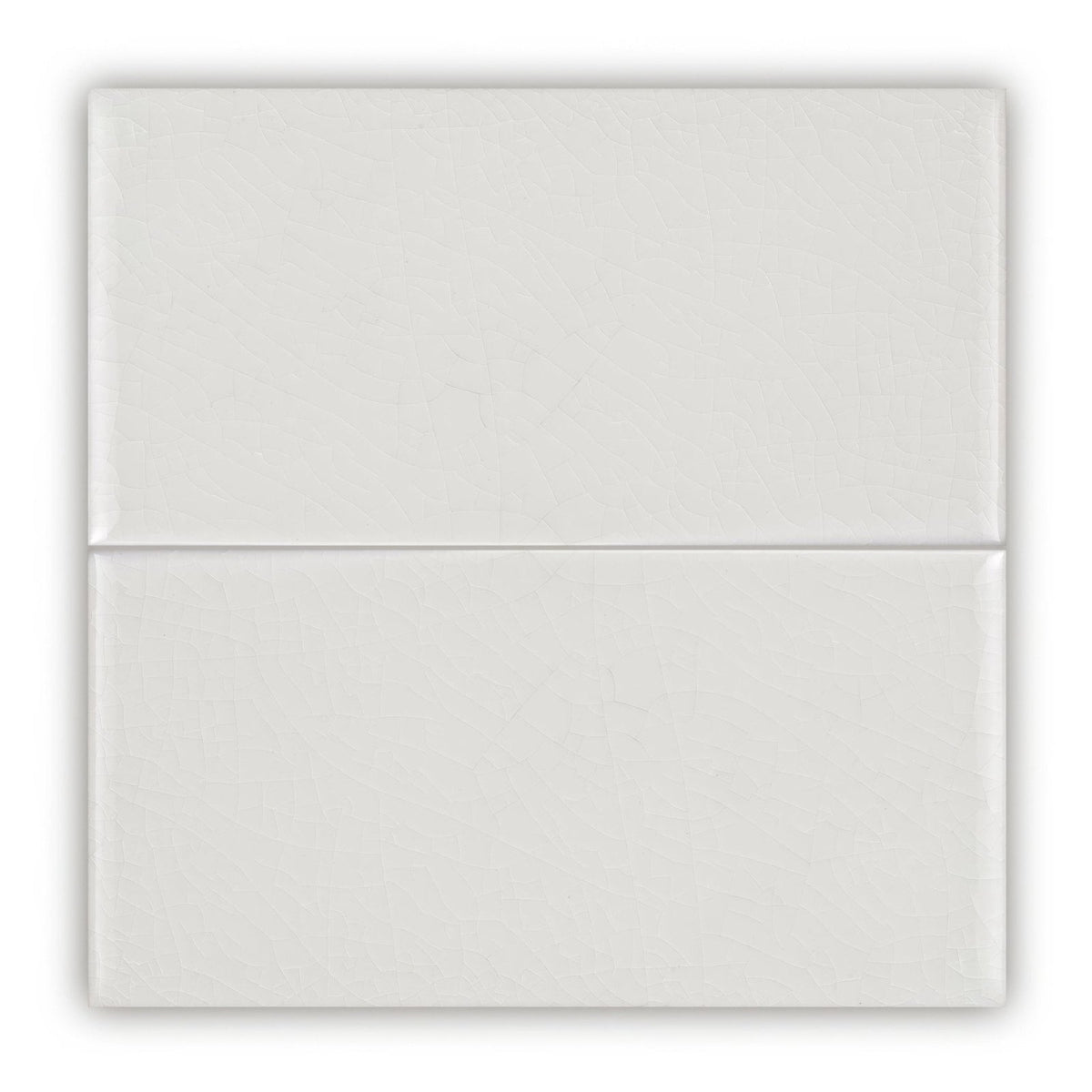 Two glossy white rectangular ceramic tiles arranged vertically from retro metro south kensington glazed collection