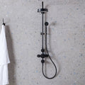 Black matte finished reykjavik ash 60 x 60cm shower system with rainhead and handheld nozzle on vertical bar