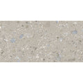 Gray terrazzo tile reykjavik pebble 60 x 30cm with white black and blue speckled pattern for flooring and walls