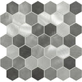 Rhea Grey and Silver Mixed Hexagon Mosaic – detail view 2