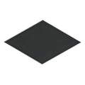 Black rectangular rhomboid steel ceramic wall tile with sleek reflective glass surface and polished metallic edges