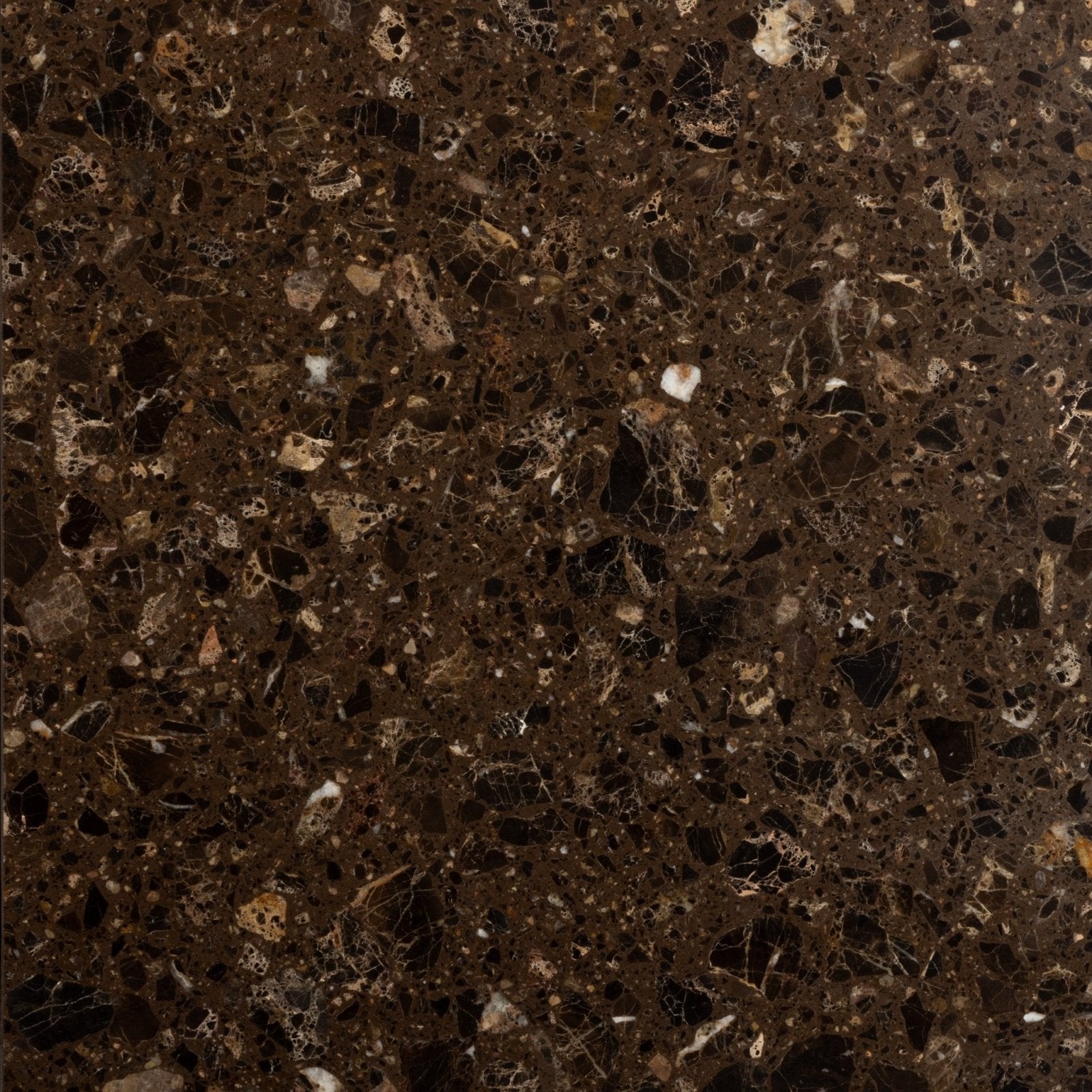 Rialto Terrazzo Ca'Doro Honed dark brown terrazzo tiles with speckled aggregate