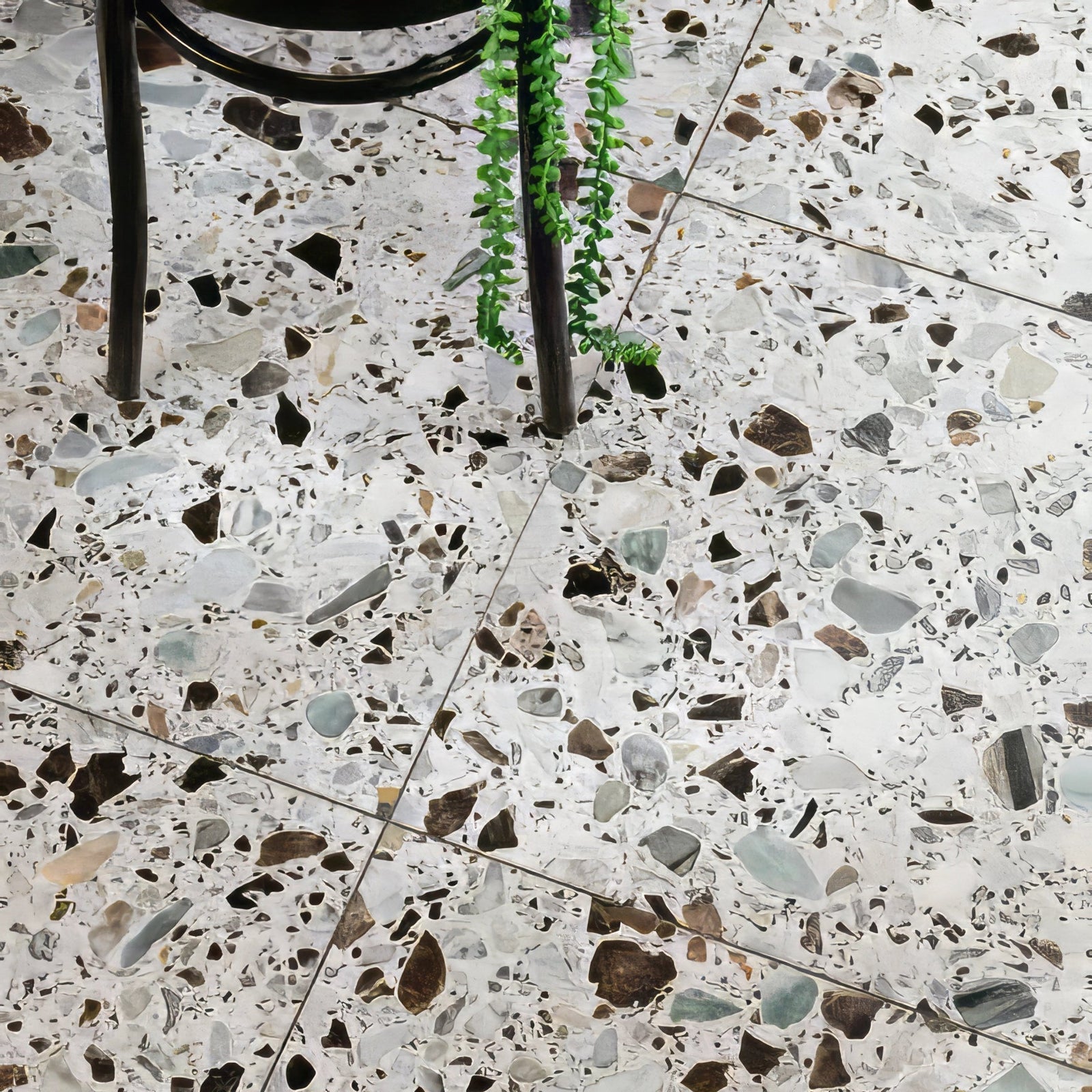 Rialto Terrazzo San Polo Honed Tile 60x60cm in a bathroom setting