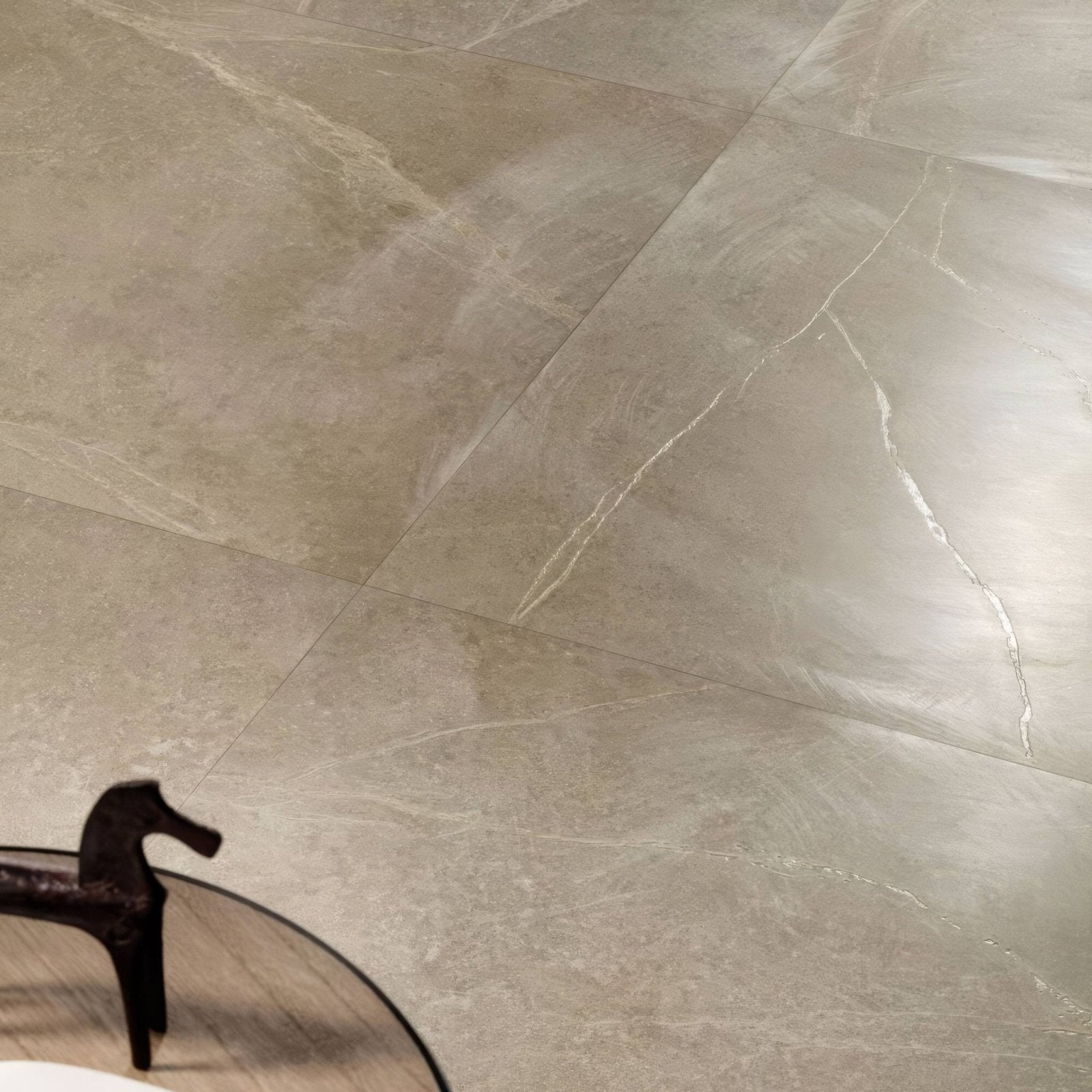 Gray marble-effect floor tiles with subtle white veining rimini ivory 60 x 120cm for elegant indoor flooring
