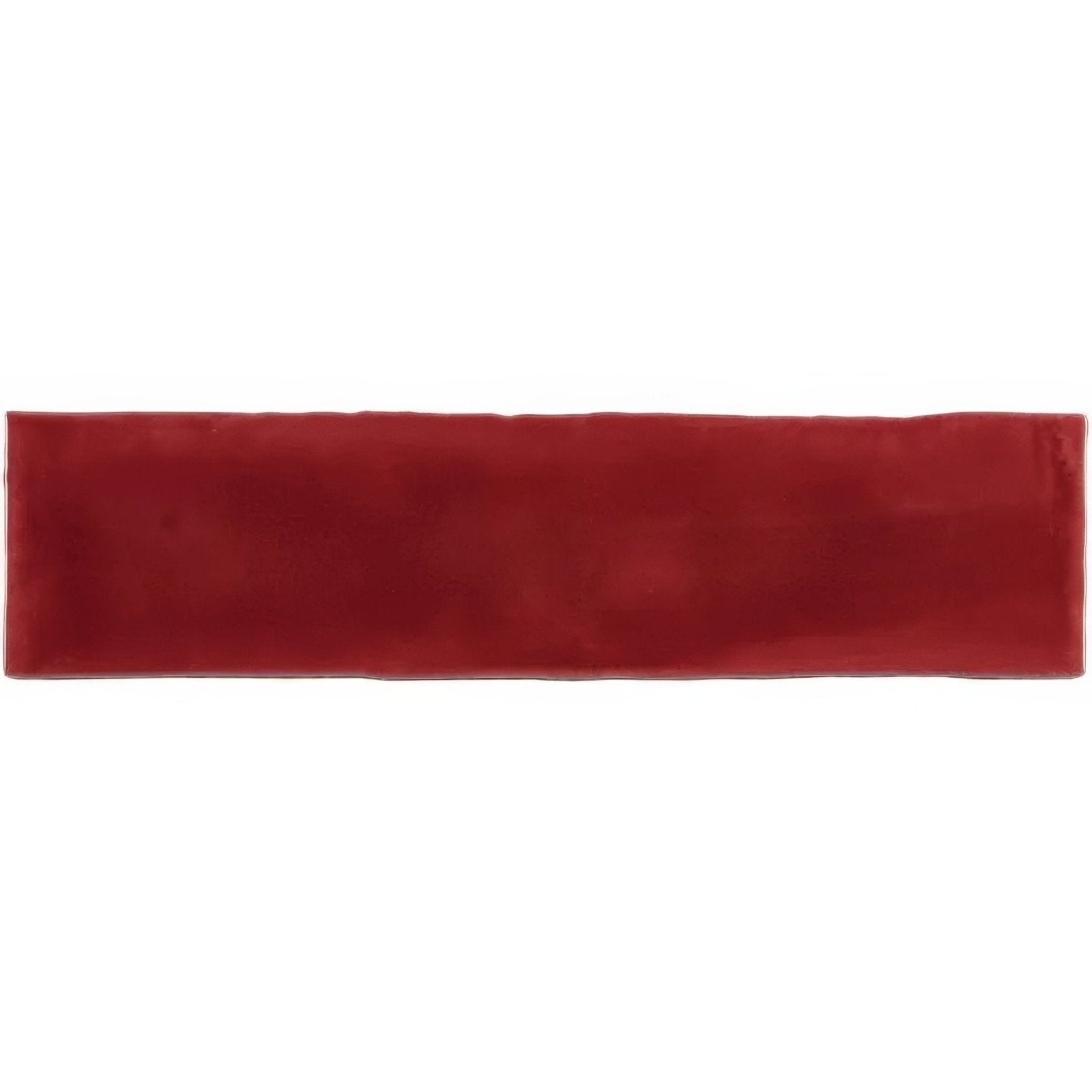 A rectangular rioja large brick tile in deep red ceramic with a smooth slightly glossy finish