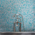 Ripple Mosaic turquoise glass mosaic with a vintage chrome tap