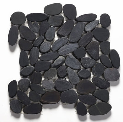 Riverstone Black Flat Cut Pebble Mosaic