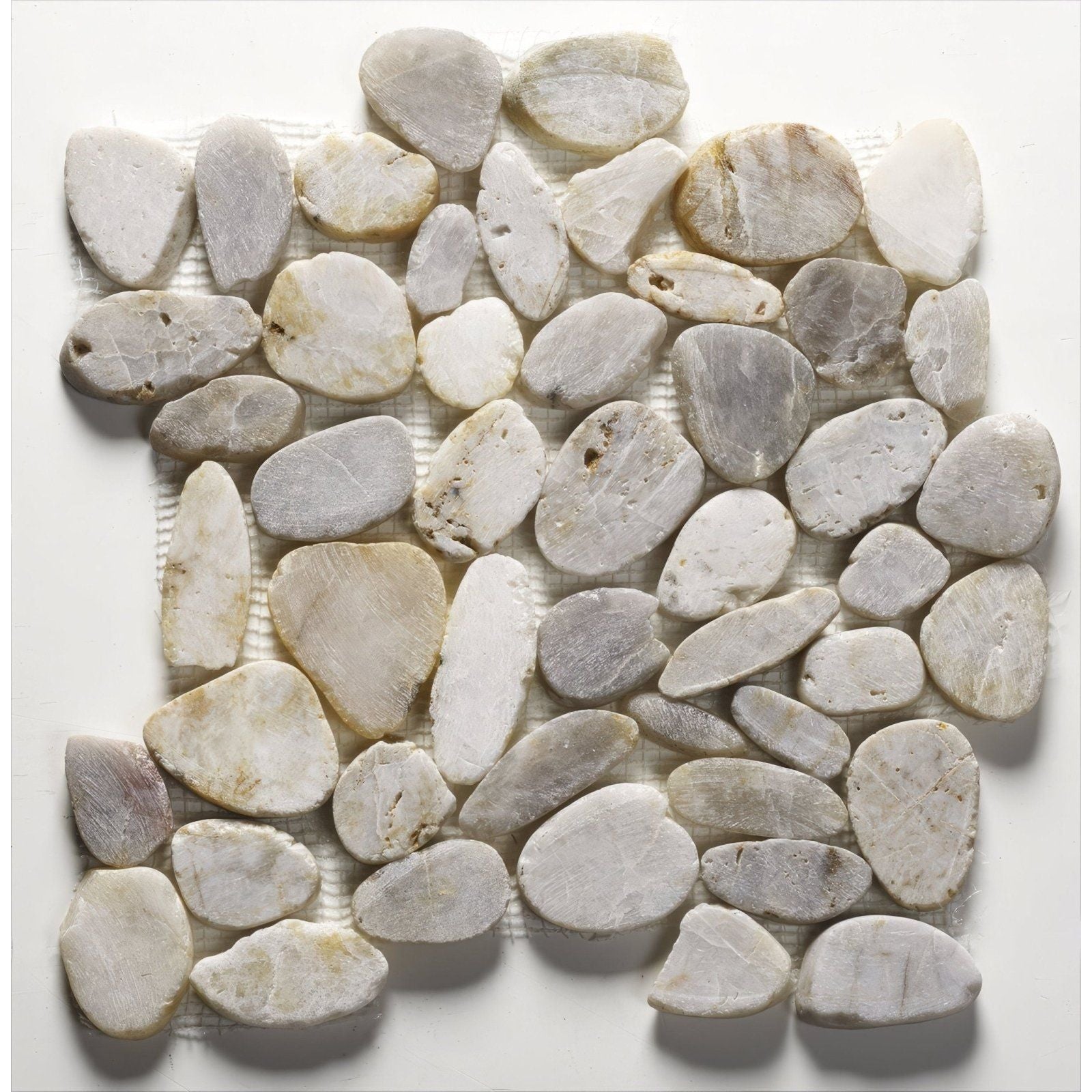 Riverstone White Flat Cut Pebble Mosaic