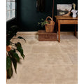 Beige riviera limestone tumbled floor tiles with stone effect texture and subtle natural veining