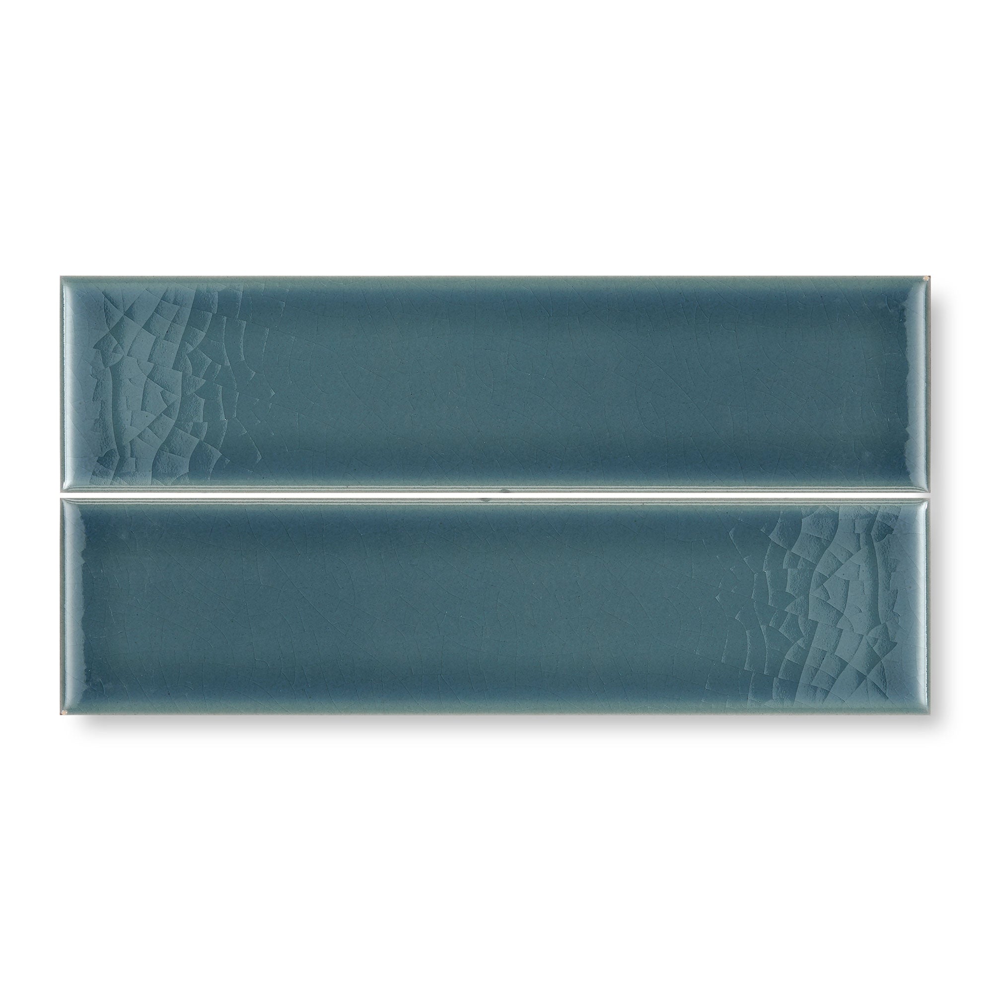 Teal rectangular ceramic tiles with subtle crackled glaze finish retro metro green park 5 x 20cm