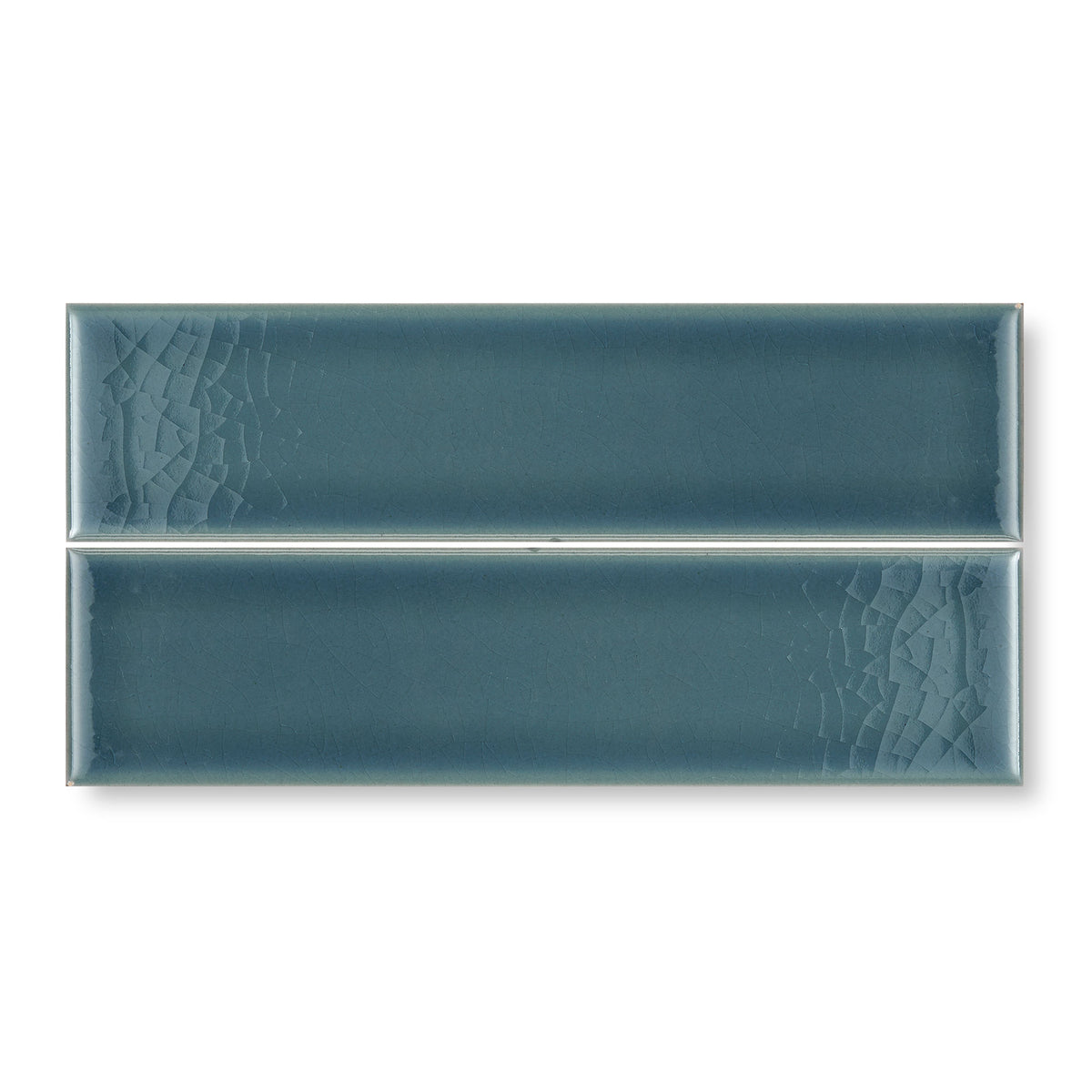 Teal rectangular ceramic tiles with subtle crackled glaze finish retro metro green park 5 x 20cm
