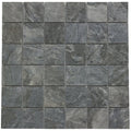 Dark gray stone mosaic tiles with natural veining and matte finish from rockies new mexico mosaic collection