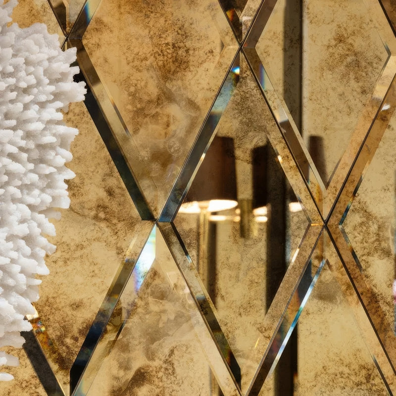 Rococo Mirror Diamond Glass Brass