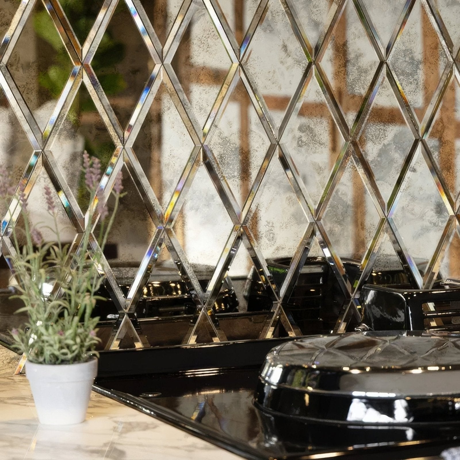 Rococo Mirror Diamond Glass Mercury