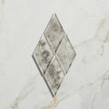 Silver-toned rococo mirror diamond glass mercury tile with textured cloudy gray finish for decorative use