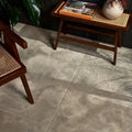 Romaine limestone velvet finish gray concrete-effect floor tiles with a subtle textured finish