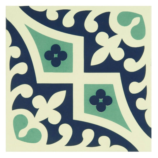 Romanesque Dark Blue and Dark Jade on White - alternate view