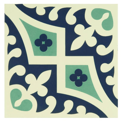 Romanesque Dark Blue and Dark Jade on White