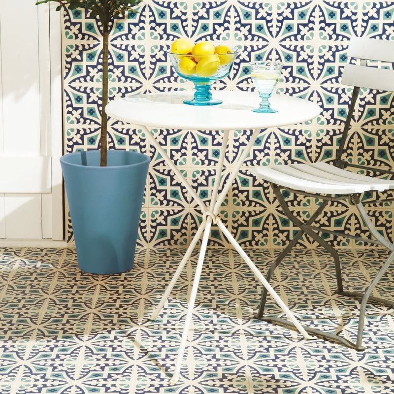 Romanesque Dark Blue and Dark Jade on White