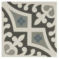 Romanesque Light Blue, Light Grey and Dark Grey on Dover White – pattern detail