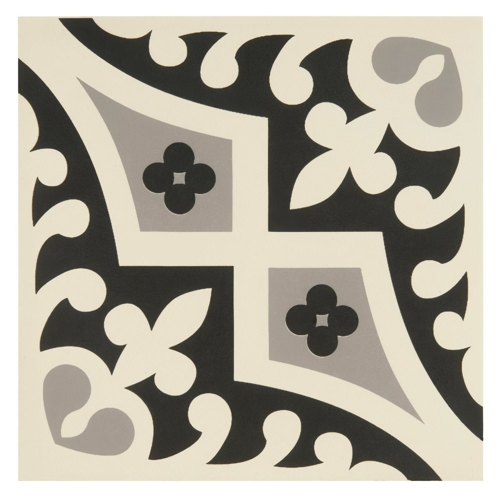 Romanesque Light Grey and Black on White