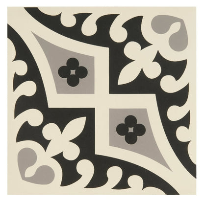 Romanesque Light Grey and Black on White