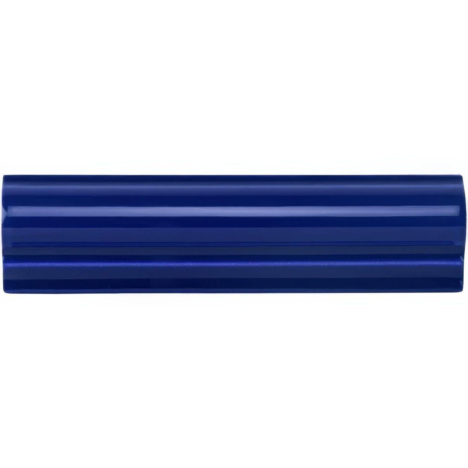Deep blue glossy ceramic tile with classic fluted design from royal blue albert moulding collection