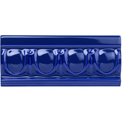 Royal Blue Egg & Dart Moulding Ceramic Wall Tile 152x65mm
