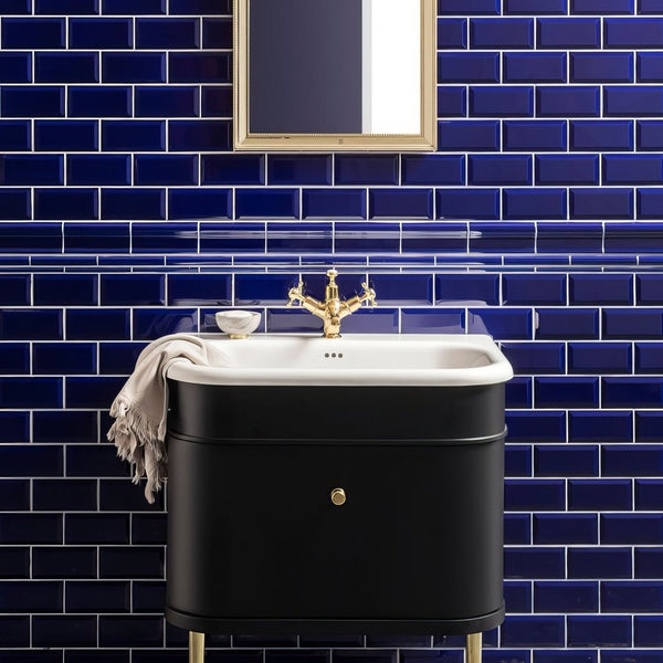 Royal Blue Metro Bevelled Tile 150x75mm
