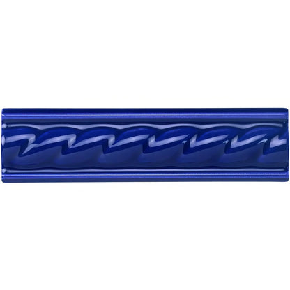 Royal Blue Rope Moulding Ceramic Wall Tile 152x40mm