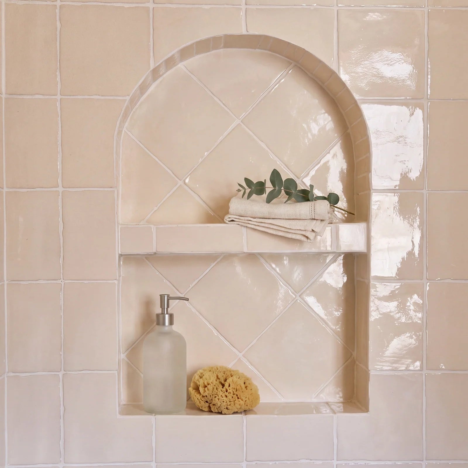 Rural Ceramic Buttermilk Wall Tile 13x13cm in a bathroom setting
