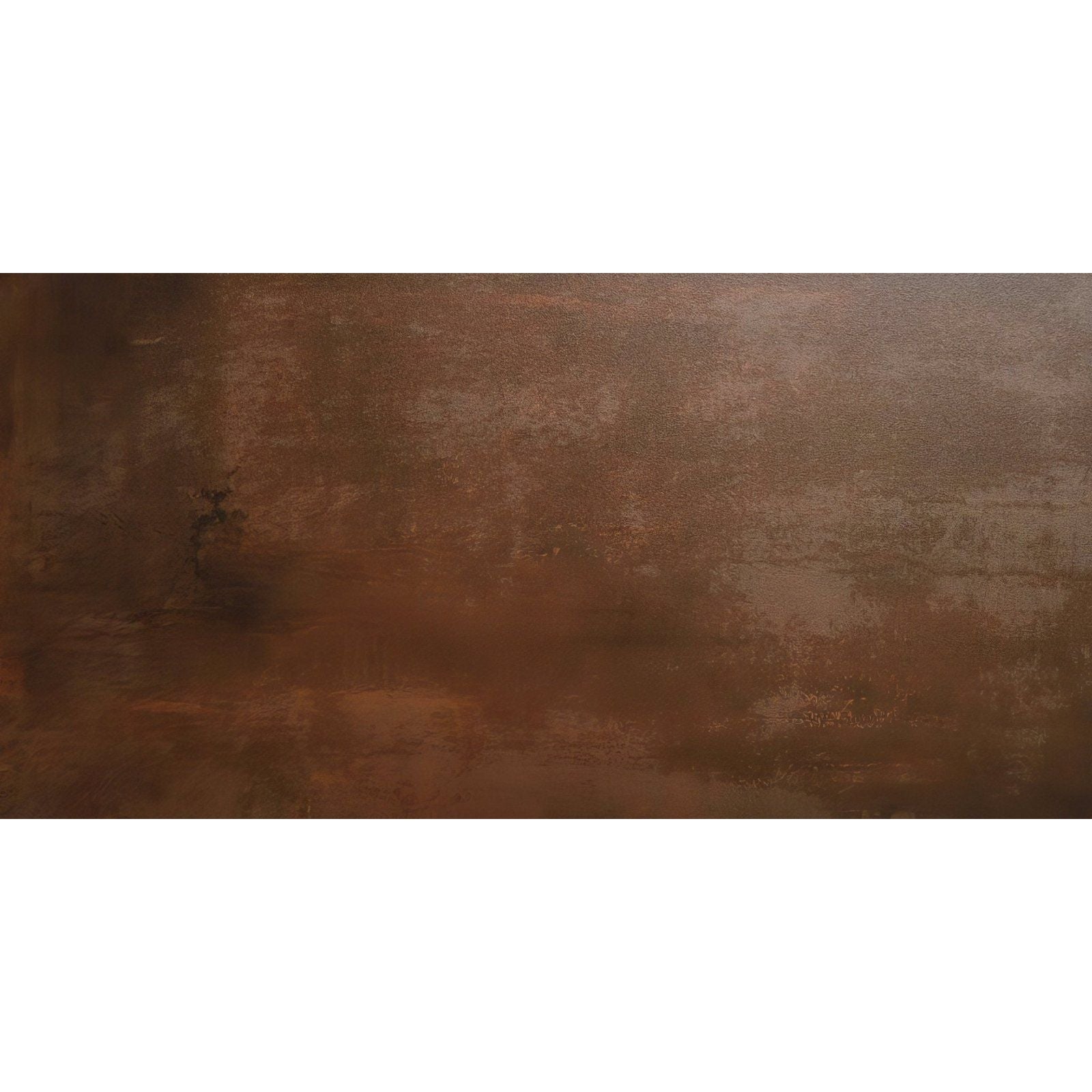 Rush copper rectified glazed metallic-finish ceramic tile with rust-colored textured weathered surface
