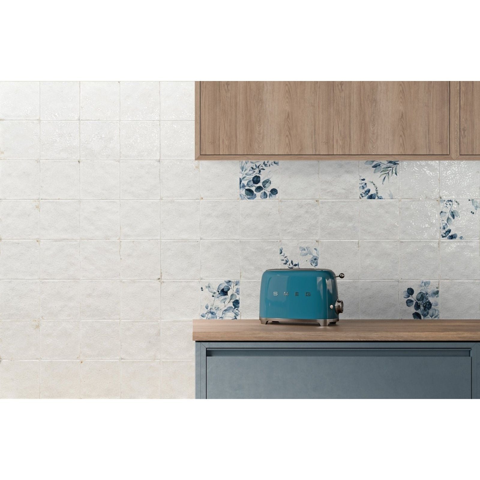 Teal-colored smeg toaster with retro design and metallic accents in the Sakura Plains collection
